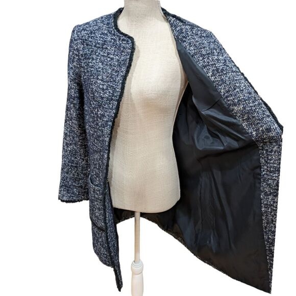 Helene London Women's Blue Tweed Coat Size M - Picture 6 of 9